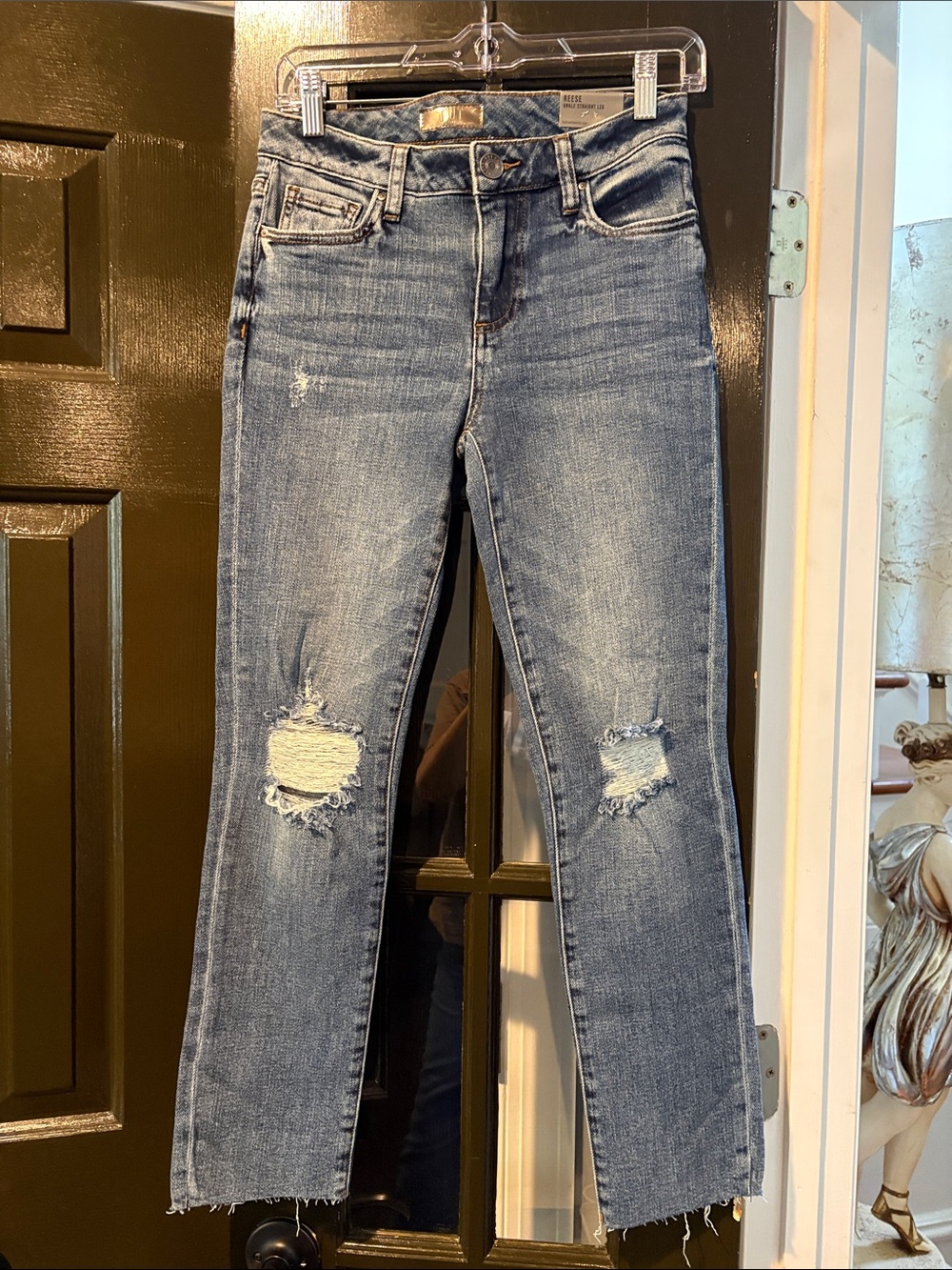 Kut from the Kloth Medium Wash Distressed Straight Leg Jeans